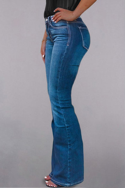 Zip Fly Mid Waist Bootcut Jeans