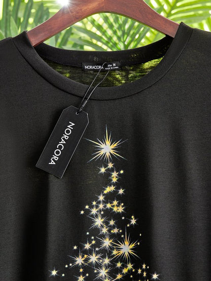 Women Leaf Crew Neck Sweet Long Sleeve T-shirt
