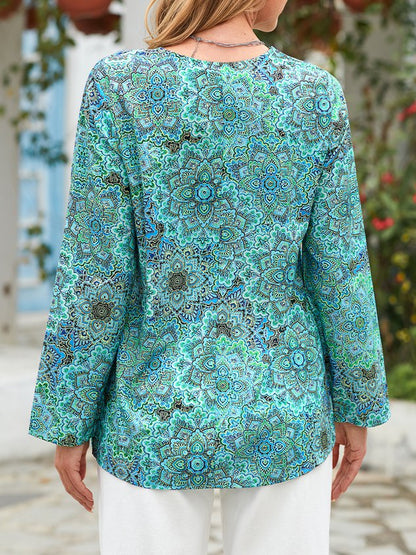 V Neck Floral Vacation Casual T-Shirt/Tee