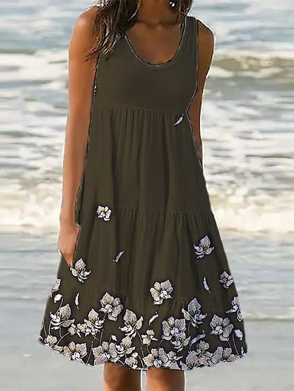 Women's White Dress Sundress Midi Dress Black And White Light Pink Green Sleeveless Pure Color Ruched Spring Summer Crew Neck Basic Boom Sale Dress S M L XL XXL 3XL 4XL 5XL