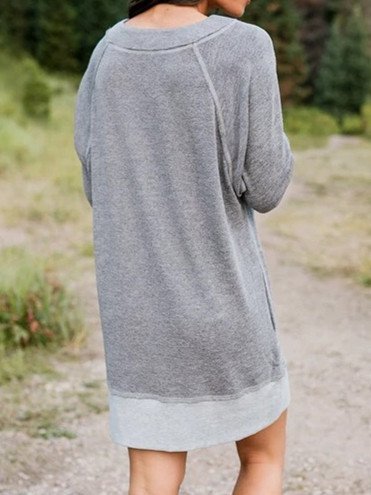 Cotton-Blend Long Sleeve Casual Knitting Tunic Dress