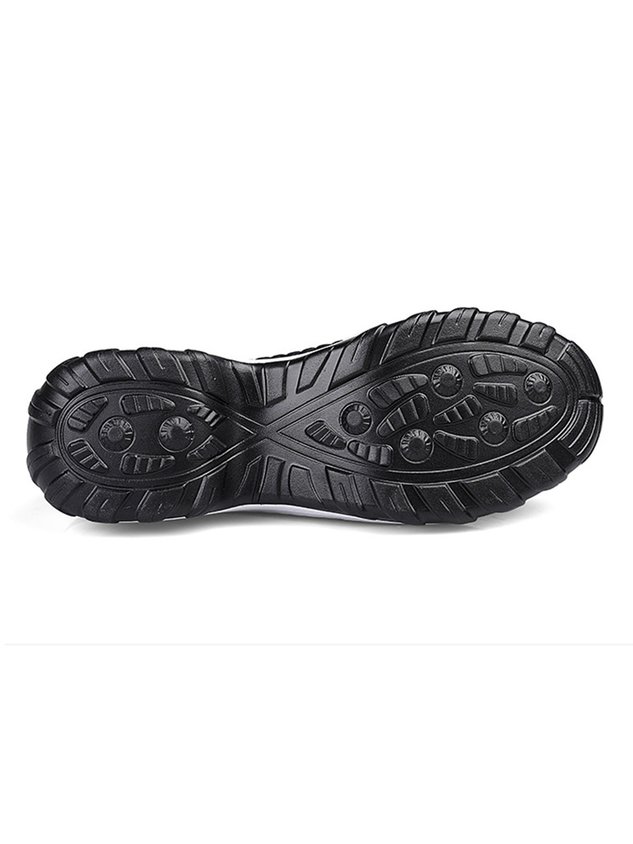 Sports Color Block Breathable Slip On Block Heel Fly Woven Shoes