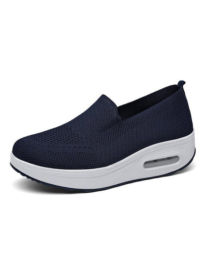 Solid Color Shock Absorbing Air Cushion Fly Knit Sneakers