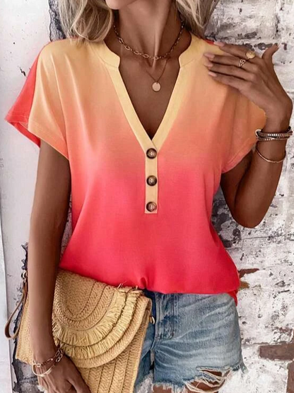 Loose Casual Plain V Neck Shirt