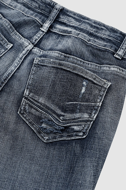 Mid Waist Double Button Skinny Jeans