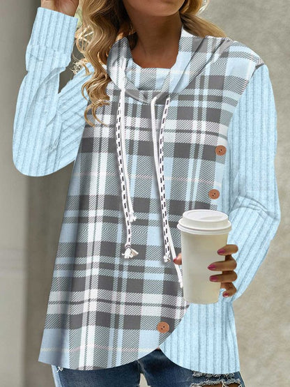 Loose Plaid Casual Sweatshirt