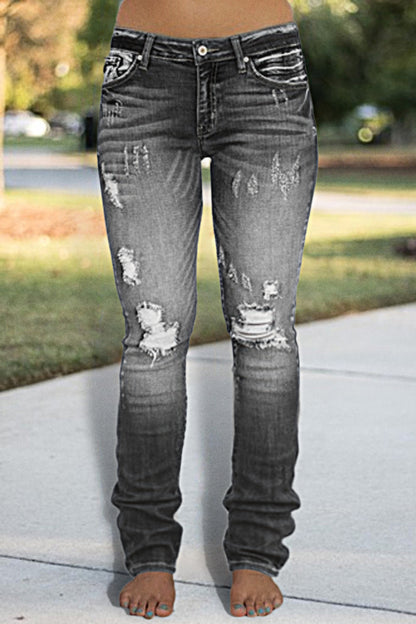 Distressed Low Rise Skinny Jeans