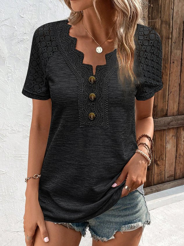 V Neck Casual Regular Fit Plain T-Shirt