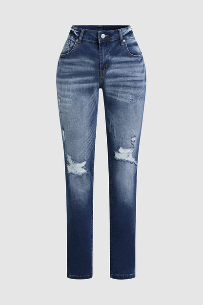 Distressed Low Rise Skinny Jeans