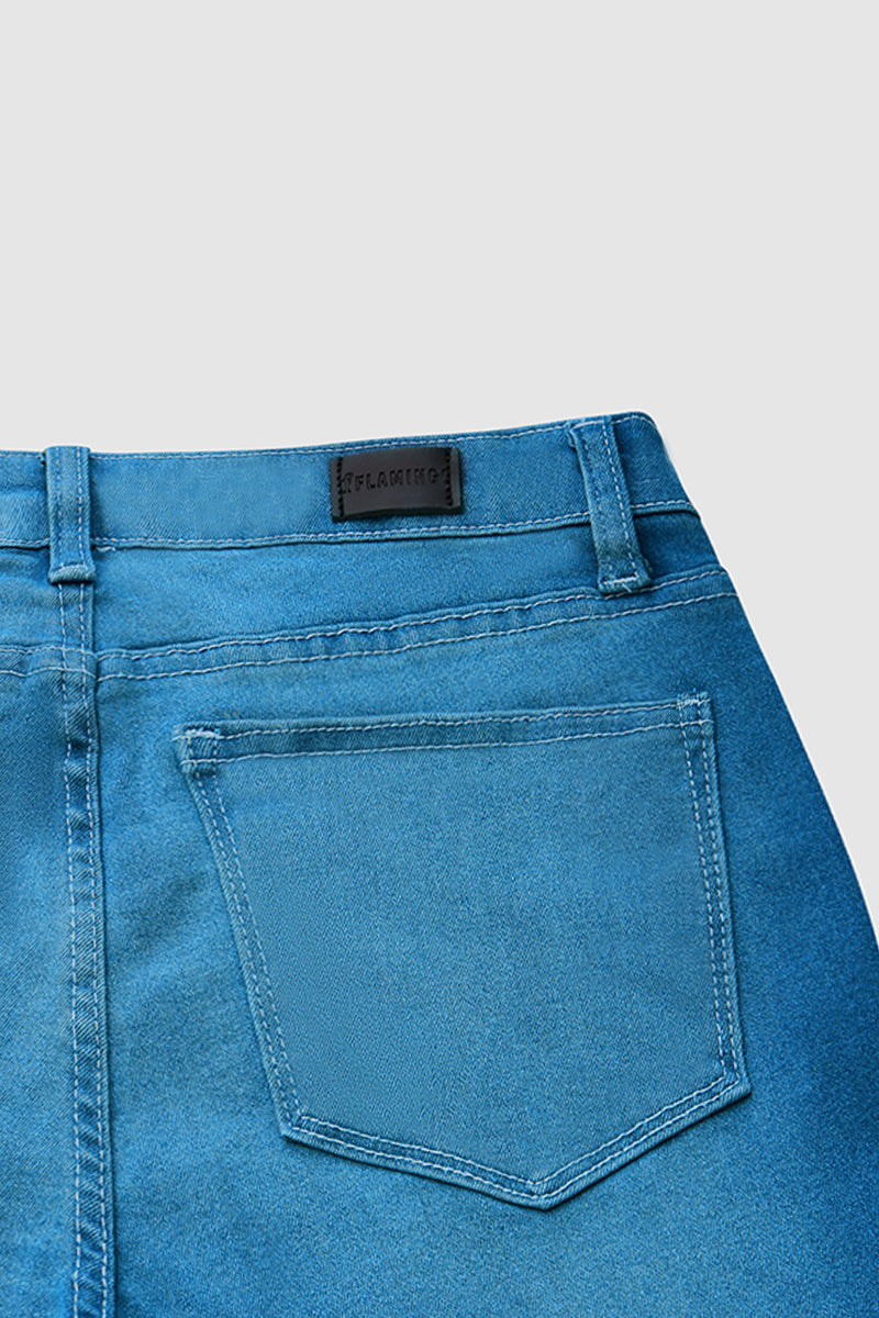 Zip Fly Mid Waist Bootcut Jeans