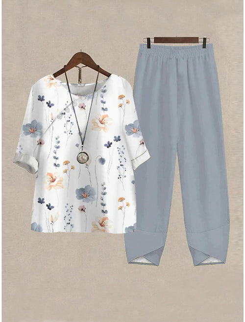 Women's Casual Daily Floral Print Two Piece Suit