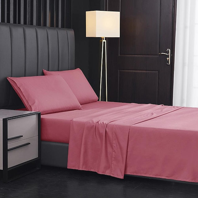 Home Textile 85g Brushed Bed Sheet Fitted Sheet Clip Four-piece Set Bed Sheet Pillowcase