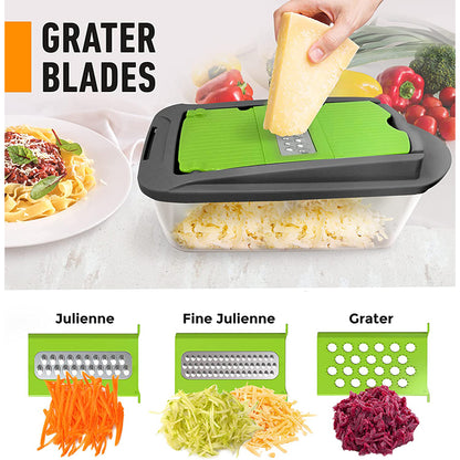 10-in-1, 8 Blade Vegetable Slicer, Onion Mincer Chopper, Vegetable Chopper, Cutter, Dicer, Egg Slicer with Container