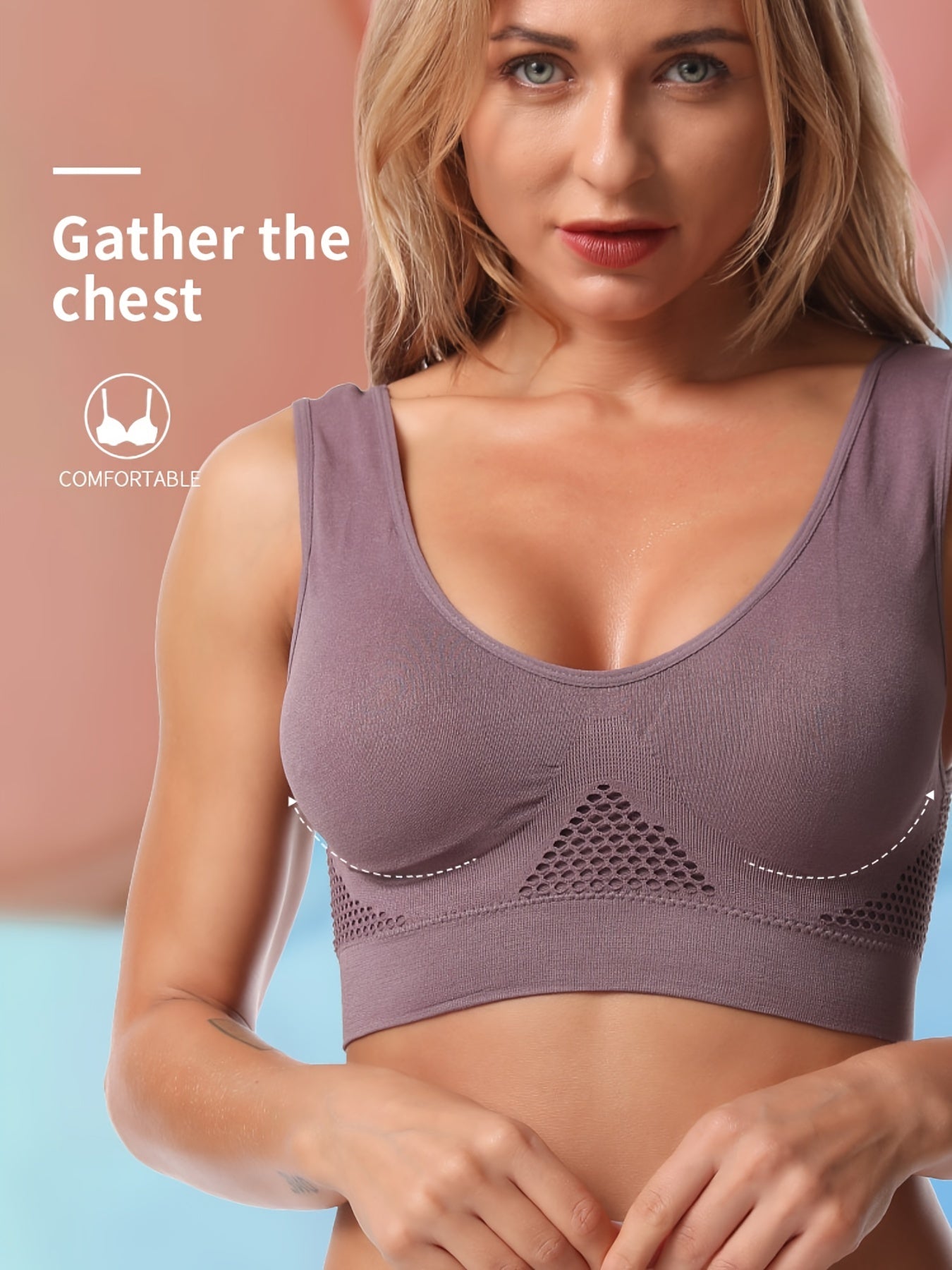 Women's Seamless Essential Bra With Pads, Comfort Wireless Push Up Vest Brassiere Bra, Women's Lingerie & Underwear