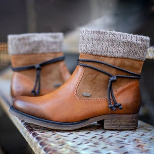 Vinatge Daily Winter Paneled Flat Heel Boots