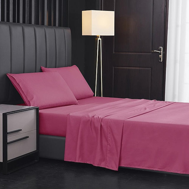 Home Textile 85g Brushed Bed Sheet Fitted Sheet Clip Four-piece Set Bed Sheet Pillowcase