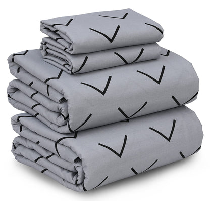 [Arrow Down]100% Cotton Sheets - Soft & Breathable Sheet Set - 4 Pieces