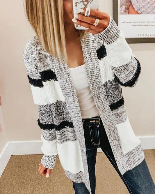 Melarey Colorblock Open Front Cardigan