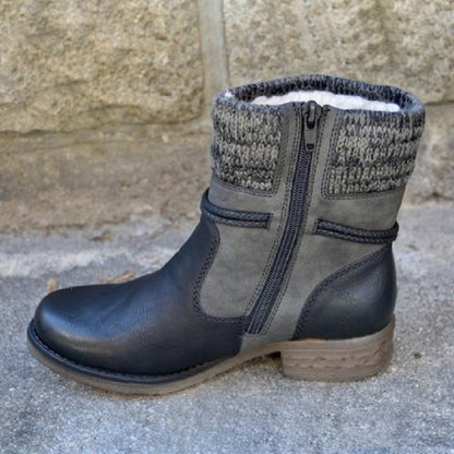 Vinatge Daily Winter Paneled Flat Heel Boots