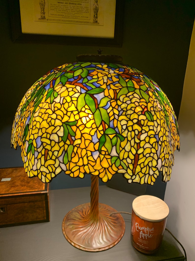 Stained Glass Table Lamp, Laburnum  Stained Glass Shade, Lamp, Lampshade, Lamp Desk, Table Lamp, Bedside Lamp, Stained Glass