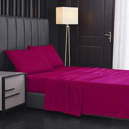 Home Textile 85g Brushed Bed Sheet Fitted Sheet Clip Four-piece Set Bed Sheet Pillowcase