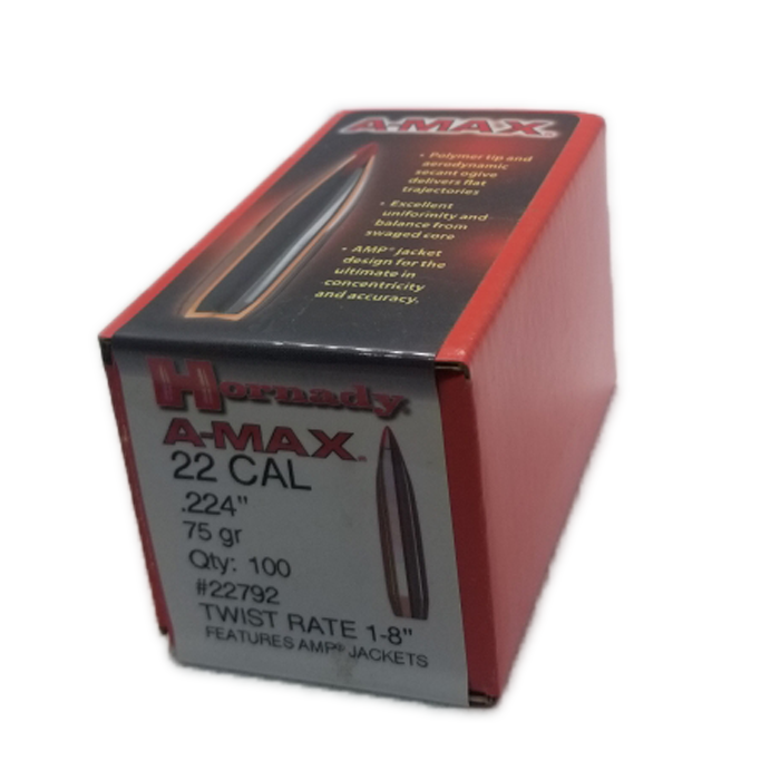 Match 22 75gr A-Max .224 Projectiles (100 unités) (#22792)