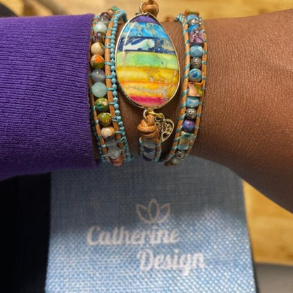 Natural 7 Chakra Gemstone Bracelet-Fearless Anxiety Stress Relief Bracelet-Emotional Healing Mental Health Confidence Strength Bracelet