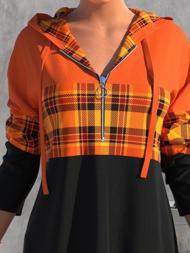 Casual Hoodie Plaid Hoodie