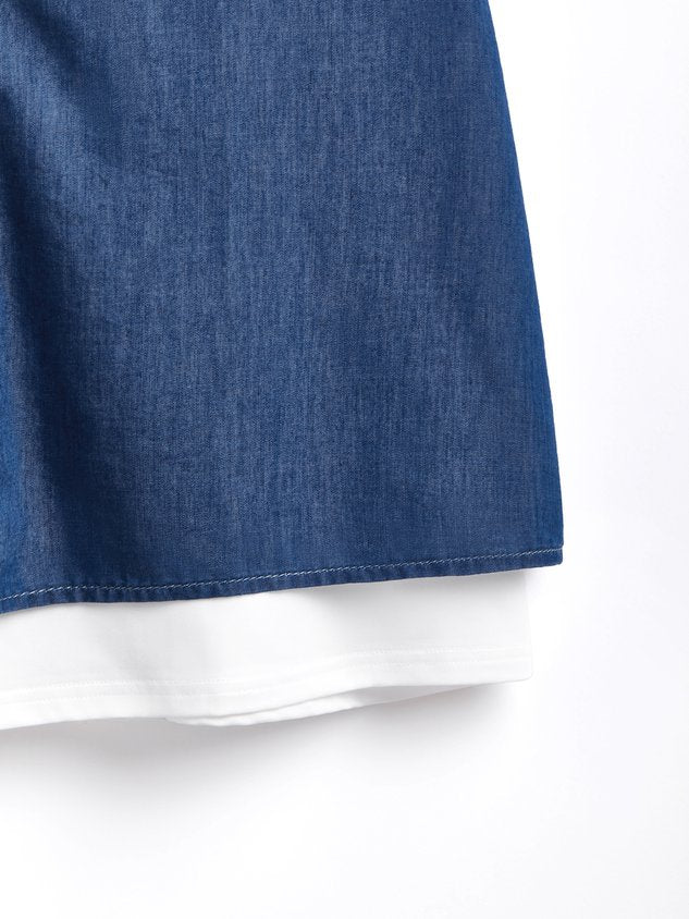 Women Denim Sleeveless Casual Mini Dress(Contains lining)