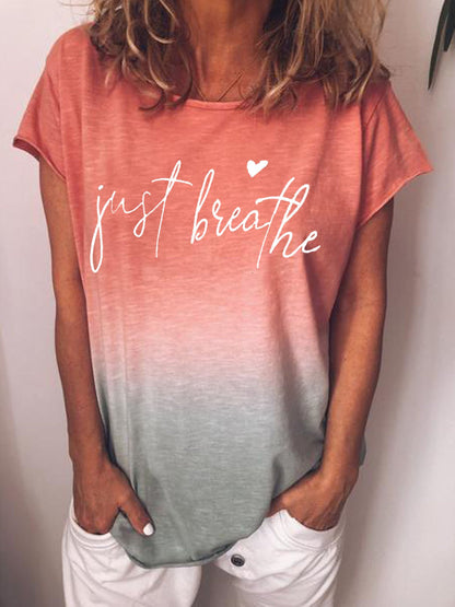 Letter Crew Neck Casual Shirts & Tops