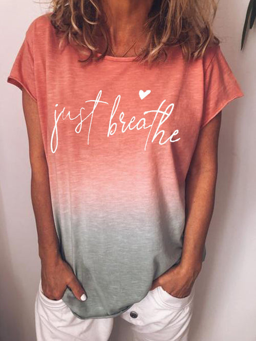 Letter Crew Neck Casual Shirts & Tops