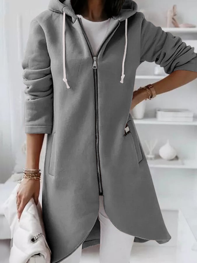 Women's Mid-Length Fleece Zip Hoodie