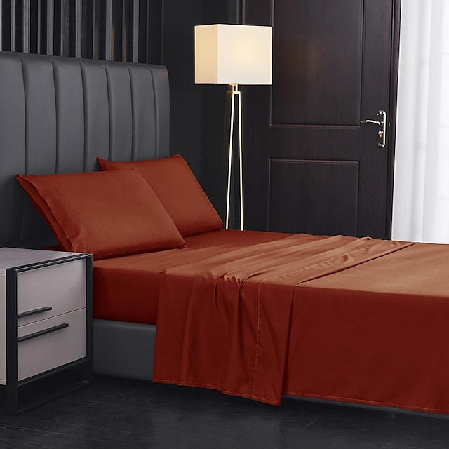 Home Textile 85g Brushed Bed Sheet Fitted Sheet Clip Four-piece Set Bed Sheet Pillowcase