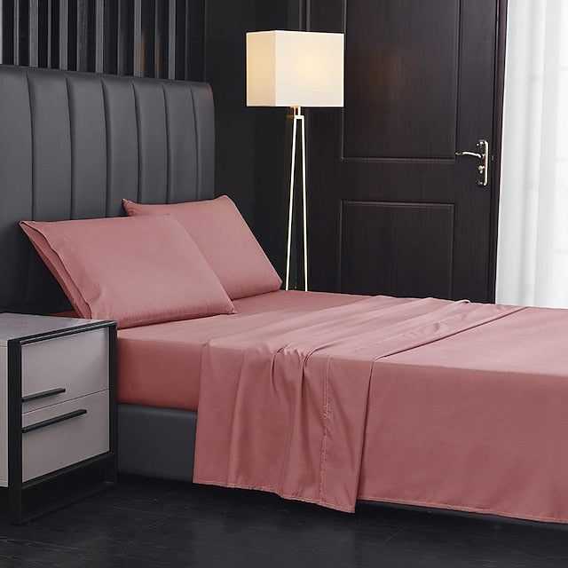 Home Textile 85g Brushed Bed Sheet Fitted Sheet Clip Four-piece Set Bed Sheet Pillowcase