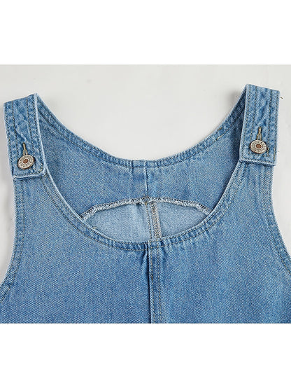 Women's Casual Dress Shift Dress Denim Overall Pinafore Dress Mini Dress Denim Fashion Modern Outdoor Daily Vacation U Neck Pocket Sleeveless Summer Spring 2023 Regular Fit Black Blue Gray Plain S M