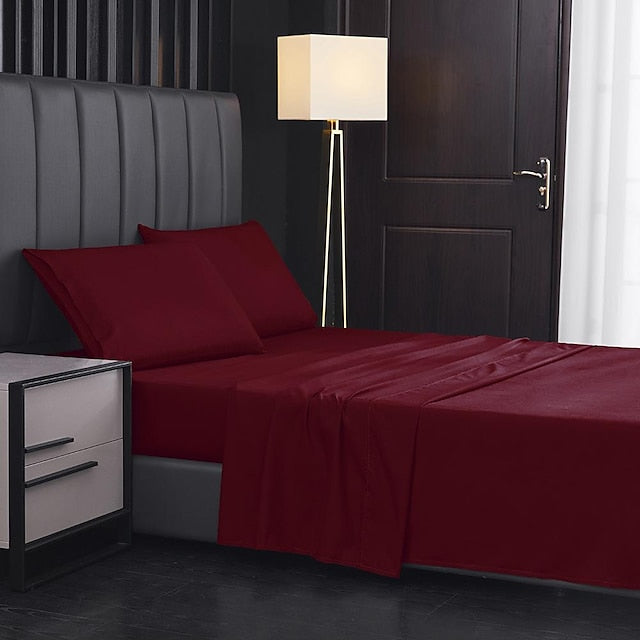 Home Textile 85g Brushed Bed Sheet Fitted Sheet Clip Four-piece Set Bed Sheet Pillowcase