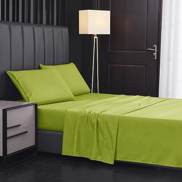 Home Textile 85g Brushed Bed Sheet Fitted Sheet Clip Four-piece Set Bed Sheet Pillowcase