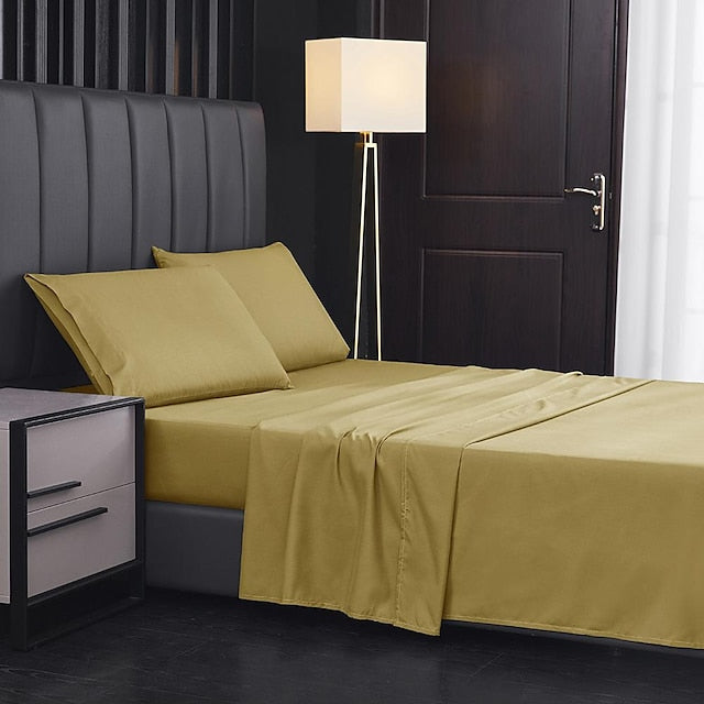 Home Textile 85g Brushed Bed Sheet Fitted Sheet Clip Four-piece Set Bed Sheet Pillowcase
