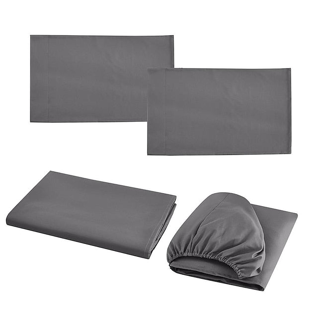 Home Textile 85g Brushed Bed Sheet Fitted Sheet Clip Four-piece Set Bed Sheet Pillowcase