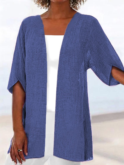 Women's Casual Jacket Dailywear V Neck Solid Color Comfortable Designer Outerwear Long Sleeve Summer Blue S