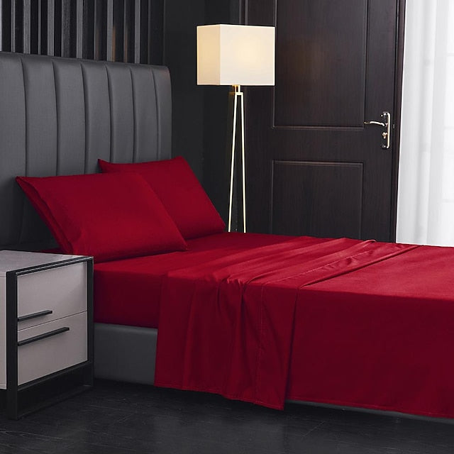 Home Textile 85g Brushed Bed Sheet Fitted Sheet Clip Four-piece Set Bed Sheet Pillowcase