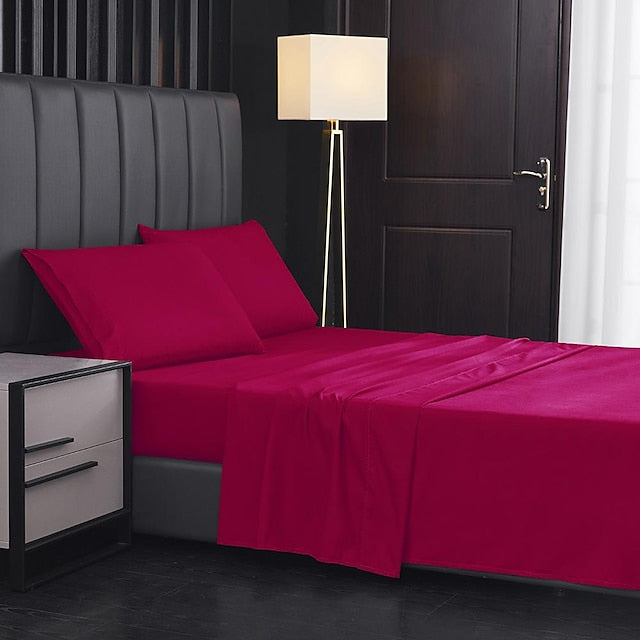 Home Textile 85g Brushed Bed Sheet Fitted Sheet Clip Four-piece Set Bed Sheet Pillowcase