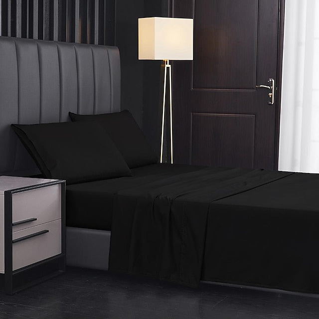 Home Textile 85g Brushed Bed Sheet Fitted Sheet Clip Four-piece Set Bed Sheet Pillowcase