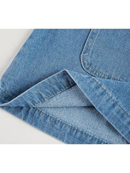 Women's Casual Dress Shift Dress Denim Overall Pinafore Dress Mini Dress Denim Fashion Modern Outdoor Daily Vacation U Neck Pocket Sleeveless Summer Spring 2023 Regular Fit Black Blue Gray Plain S M